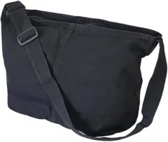 LENLOC（レンロック） ショルダーバッグ 大容量 キャンバス ファスナー付 ワンショルダーバッグ マザーズバッグ 買い物 旅行バック 通学 通勤 無地 斜め掛け 帆布 A4可(ブラック,  16 x 55 x 32 cm)