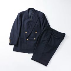 ◆美品◆BURBERRY スーツセットアップ ネイビー タスマニアウール ダブルブレスト 金ボタン Burberrys バーバリーズ 紺ブレ テーラードジャケット スラックス トラウザー メンズファッション メンズスーツ メンズセットアップ
