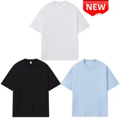 ✨新品✨高品質オーバーサイズTシャツ 白/黒/水色 S M L XL 2XL 3XL 無地 ユニセックス 綿 カジュアル メンズ レディース 春夏 ビッグシルエット クルーネック 半袖 シンプル デイリー 部屋着 通学 通勤 プレゼント ゆったり 快適