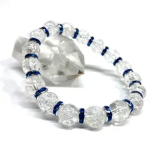 クラック水晶 パワーストーン ブレスレット  8mm （ブルー）メンズ・レディース　男性・女性　数珠ブレス　開運  [d]