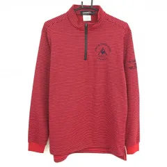 ★特価★【超美品】ルコック 長袖ハイネックシャツ レッド×黒 ボーダー ハーフジップ 裏起毛  メンズ LL ゴルフウェア le coq sportif