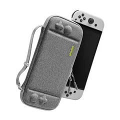 【新着商品】Nintendo Switch対応 tomtoc ハードケース スイッチ有機ELモデル用 耐衝撃 薄型 キャリングケース 落下試験済み ゲーム 10枚収納 ジョイコン 全面保護 グレー 0