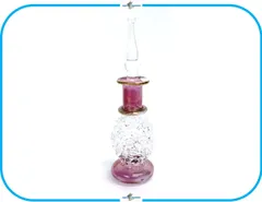 ＼値下げセール中／ E160-1 パフュームボトル デザイン【カットガラス柄 パープル】ミニサイズ  ゴールド エジプト 香水瓶風 ガラス瓶 インテリア コレクション 輸入 レア 1点限