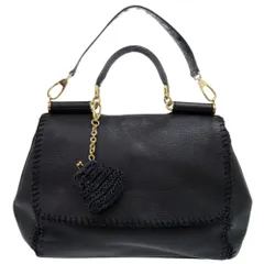 ドルチェアンドガッバーナ 2WAY がま口チャーム付 シシリー レザー/クロコダイル ブラック ハンドバッグ 黒 0444 DOLCE&GABBANA