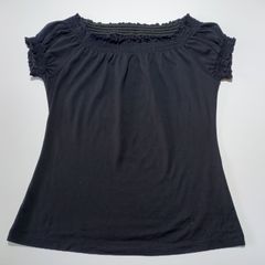 バーバリー ギャザー カットソー Tシャツ 黒 2サイズ ブラック Burberry