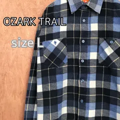 【最新品得価】オザークトレイルOZARK TRAILフランネルシャツコットンチェック厚手ブルー トップス