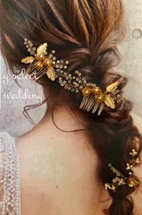 アンティーク フラワー リーフ 小枝 ゴールド ヘッドドレス ♡新品 送料無料♡