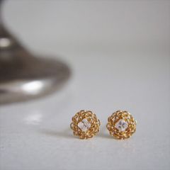 Ouca（ウーサ）ピアス／18KplatedSV925*バロックシリーズ*チェーン風石枠ジルコニアピアス