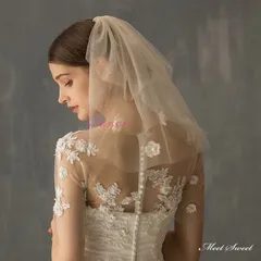 ウエディングベール ウェデイングベール シャンパン フラワー ショートベール ミニベール 花嫁挙式 披露宴 二次会 前撮り 結婚式 ベージュ ブライダル ant4y355797