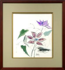 北川民次 水彩画 蘭の花 色紙 裏書有 h6643 - メルカリ