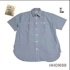 アヴィレックスメンズ半袖コットンシャツLブルー　HH01688