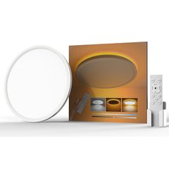 Antree LEDシーリングライト 6畳 3600lm おしゃれ 間接光常夜灯 調光調色 極薄型 天井照明器具 雰囲気ナイトライト 電気 蛍光灯 リモコン付き 6～8畳 Ceiling Light 寝室/リビング/キッチン適用 白枠 1