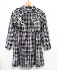 axesfemmeKIDS フリル付きチェック柄ワンピース 140cm キッズ 女の子 秋 冬服 森ガール アクシーズファム