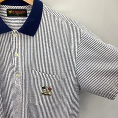 McGREGOR 襟切替 ストライプ 皺加工 OLD半袖 ポロシャツ サイズM 品番G16-9313 日本製 07050902 01