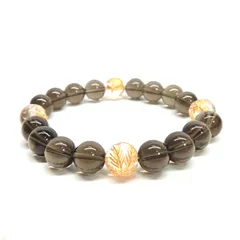 10mm 四神獣金彫水晶×スモーキークォーツ パワーストーン ブレスレット天然石 運気上昇 開運 金運 恋愛運 お守り 青龍 白虎 玄武 朱雀 メンズ・レディース 男性・女性 数珠ブレス 開運 ■