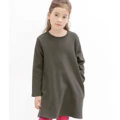 Bee【♪クーポン利用で20％OFF♪】裏起毛無地ワンピース◇チャコール×裏起毛◇韓国子供服 韓国子ども服 韓国こども服 キッズ 女の子 長袖 100 110 120 130 140 150