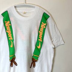 90s Newport タバコ 企業Ｔ プリントT 古着Tシャツ ホワイト だまし絵 SCREEN STARS Lサイズ