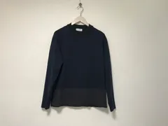 本物ラッピンノットWKEDウィークエンドエディフィスEDIFICEコットンストレッチハーフネック襟ニット長袖ロンTシャツメンズサーフアメカジミリタリーストリートスケーターワークビジネススーツモードゴルフドレスバイカー紺ネイビーS日本製