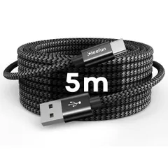 ★USB Type C ケーブル【5m 長さ】CLEEFUN タイプC ケーブル 5m USB A to USB C ケーブル 長い QC3.0対応 充電コード