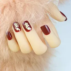 【人気商品】ワインカラーのスターネイル 星や月 つけ爪 ネイルチップ ギャラクシー柄 24枚セット