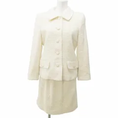 フォクシー ブティック FOXEY BOUTIQUE ツイード スカート セットアップ スーツ ジャケット ブレザー ウール混 ベージュ系 40 約L IBO57のサムネイル