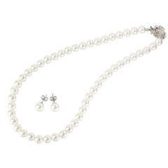 【特価セール】[CRANES COLLECTION] [クレインズコレクション] 日本製 天然 高級 真珠 貝パール 8mm珠 ネックレス 2点セット ケース 書付