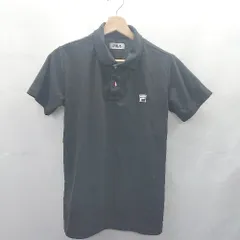 ◇ ⊂Φ FILA フィラ ロゴ刺繍 ワンポイント 半袖 ポロシャツ サイズM ブラック メンズ E  【1412090010583】