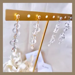 クリア ガラスビーズ 透明 シルバー ゴールド ティアドロップ 雫 シンプル 揺れる 上品 ハンドメイドピアス 【イヤリング・アレルギー対応ポスト変更可能】