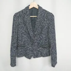 ◇ ⊇ COMME CA ISM ツイード柄 ラメ入り 長袖 ジャケット サイズ9 ブラック ホワイト レディース E  【1408220061778】