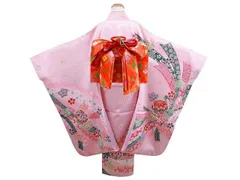 7歳用 フルセット 絞り柄 絵羽柄 四ッ身 着物 結び帯 大寸 箱せこセット ピンクの着物 7kk-102（帯546）