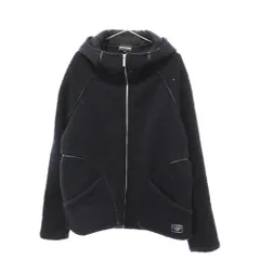 EMPORIO ARMANI (エンポリオアルマーニ) パッチワーク フーデッド ジップアップ ウールジャケット ネイビーのサムネイル