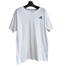 アディダス　メンズ　Tシャツ　半袖　Vネック　白　L