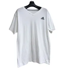 アディダス メンズ Tシャツ 半袖カットソー Vネック 白 L