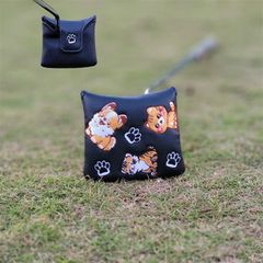 【新製品1点】スクエアかわいい刺繍動物パターカバーマレット磁石開閉タイプ黒色