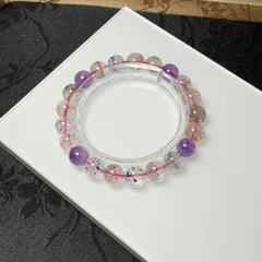 貴重 EU製 ★スーパーセブン★パワーストーン ブレスレット 天然石 綺麗 お守り 8.8-9.3mm  ZB5879