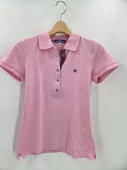 BURBERRY BLUE LABEL 半袖ポロシャツ ピンク チェック 38 レディース バーバリーブルーレーベル