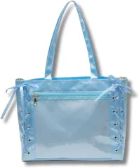 RENASYS 痛バッグ 推し活 オタ活 トート レースアップ リボン A4 ライブ イベント グッズ(ライトブルー)