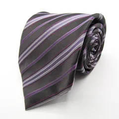 コムサメン ブランド ネクタイ ストライプ柄 アイビーストライプ シルク PO メンズ ブラック COMME CA MEN 【中古】