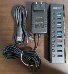 ROSONWAY USBハブ 10ポート USB3.0 セルフパワー 12V/3A電源付き ACアダプタ付き 独立スイッチ RSH-A10 送料無料 匿名配送