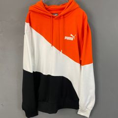 美品 PUMA プーマ スウェット パーカー フーディー プルオーバー オレンジ/ホワイト/ブラック メンズ