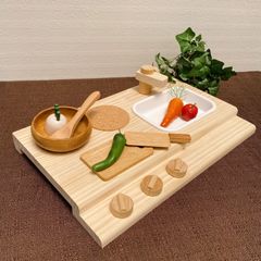 ワイドtype☆キッズデスク&おままごとキッチン☆ pap&mam ☆木製