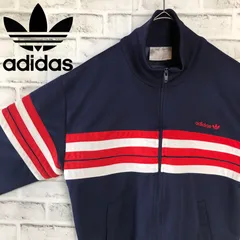 70s⭐️ adidas トラックジャケット/ジャージ トレファイル刺繍ロゴ vintage ネイビー白赤