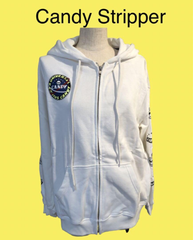 N1046.Candy Stripperジップアップパーカー白M / キャンディストリッパー