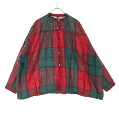 ICHI Antiquities イチアンティークス 日本製 5分袖 スタンドカラー シャツ レッド系 レディース 古着