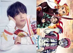 【中古】ポスター A3両面ピンナップポスター(二つ折) 松村北斗(SixTONES)/竈門炭治郎＆煉獄杏寿郎＆猗窩座 「映画 ライアー×ライアー/劇場版 鬼滅の刃 無限列車編」 アニメディア2021年3月号別冊 オトメディアWINTER2021 綴じ込み付録