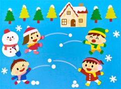 ★壁面飾り 標準サイズ（横80cm※サイズ変更可能）「楽しい雪合戦！」12月 １月 ２月　 保育園 幼稚園★