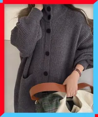 新品 ロングニットカーディガン 厚手 レディース 羽織り 30代 40代 ニットアウター 韓国風 カーディガン 【送料無料】