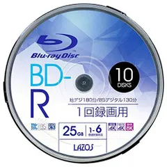 リーダーメディアテクノ BD-R ブルーレイディスク 25GB CPRM対応 6倍速 ホワイトレーベル 10枚組 Lazos LーB10P/2662 x2個セット