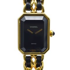 CHANEL シャネル プルミエールM クォーツ QZ GP×革 黒文字盤 ヴィンテージ レディース腕時計 保存箱【中古】【美品】