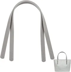 PH PandaHall 2本 バッグ持ち手 長さ62.4cm レザー 取っ手 かばん バッグ用ハンドル 皮革ストラップ 修理用 交換用 付け替え 合成革 穴あき ハンドルはバッグに縫い付け バッグハンドル ハンドメイド 手芸用品( グレー)